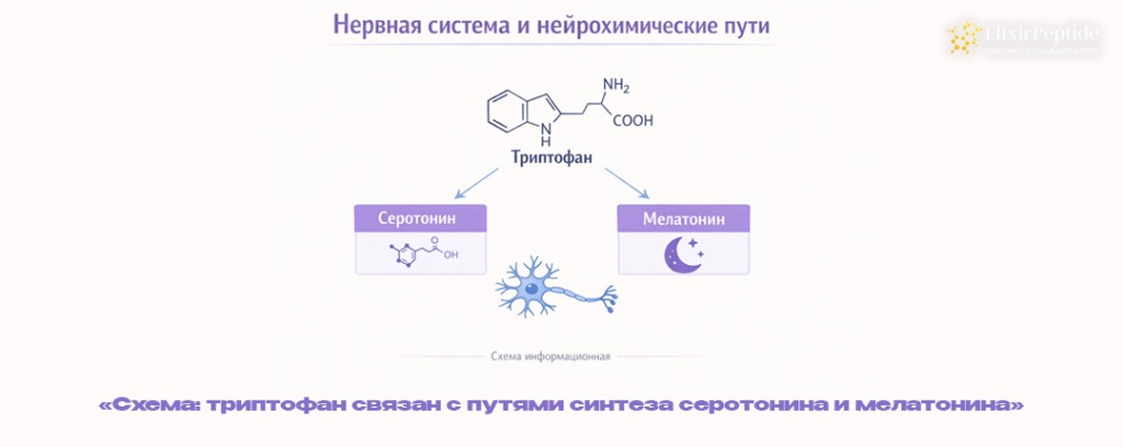 Схема- триптофан связан с путями синтеза серотонина и мелатонина.jpg Схема- триптофан связан с путями синтеза серотонина и мелатонина.jpg